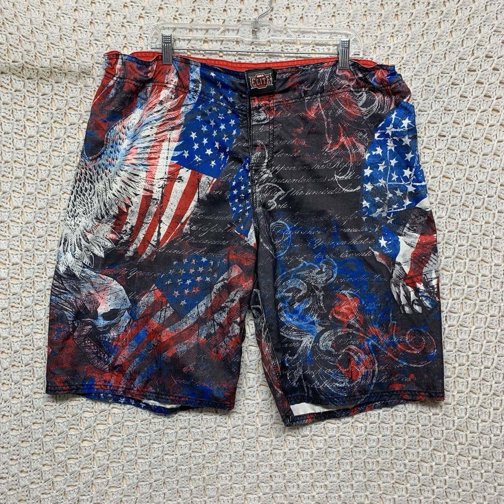 MMA Elite Board‎ Shorts Mens XL USA American Flag Lightweight Fighter Skull